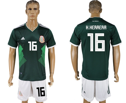 Mexico #16 H.Herrera Green Home Soccer Country Jersey - Click Image to Close